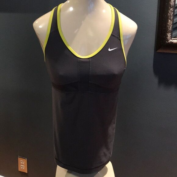 Nike dk gray/yellow racerback bra tank, small - Picture 1 of 6